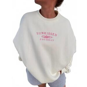NEW SUNKISSED COCONUT girl's hibiscus logo sweatshirt in white